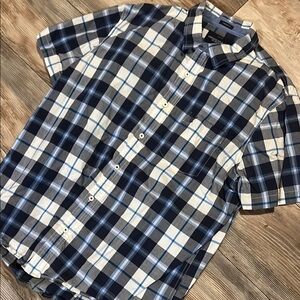 Men's Blue Plaid Button-Up Shirt